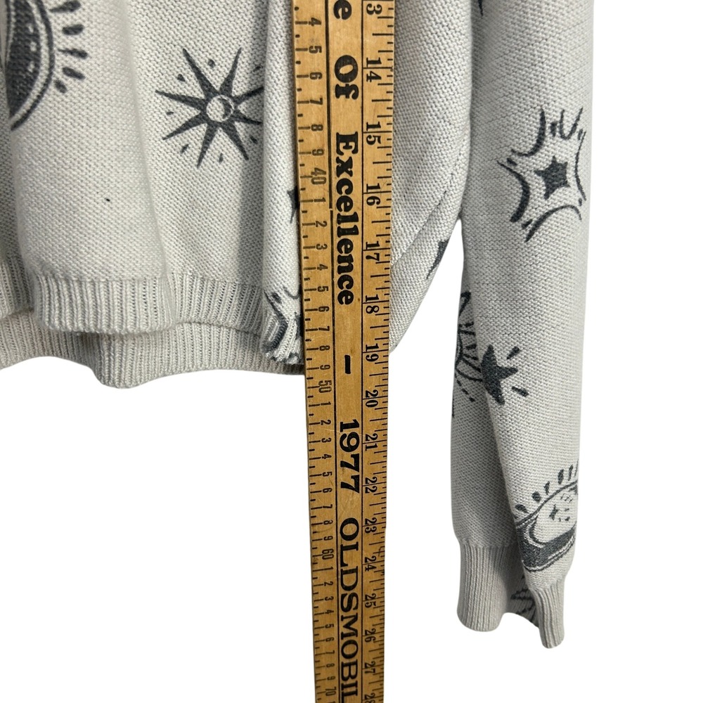 Sincerely Jules Celestial Sun Moon Star Knit Crop Sweater Small Grey Whimsigoth - Picture 5 of 8